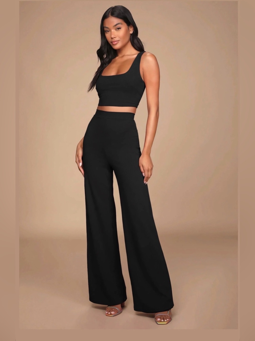 Lulu's Only Tonight Two-Piece Wide-Leg Jumpsuit Small NWT
